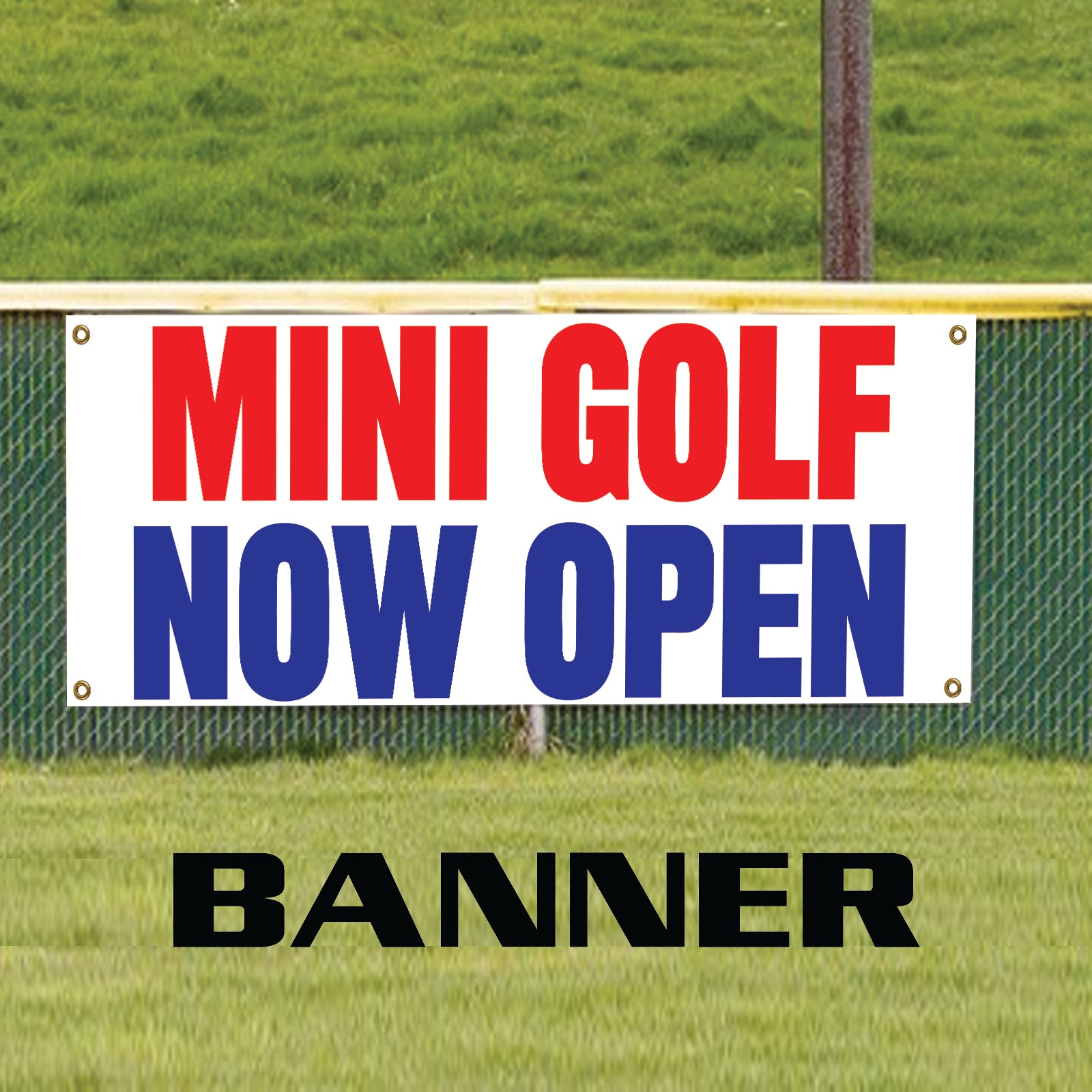 Mini Golf now open vinyl printed banner sign