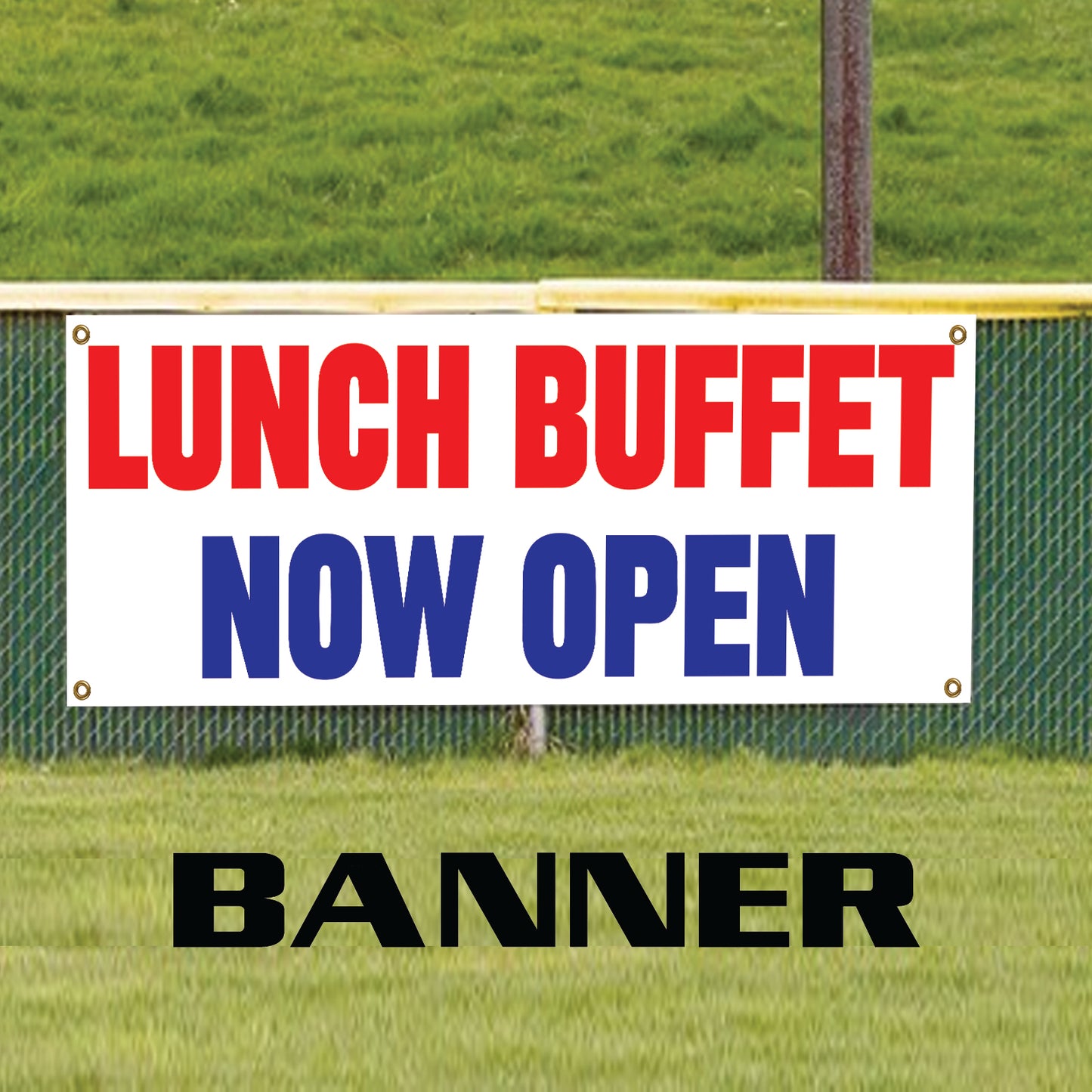 Lunch buffet now open vinyl printed banner sign
