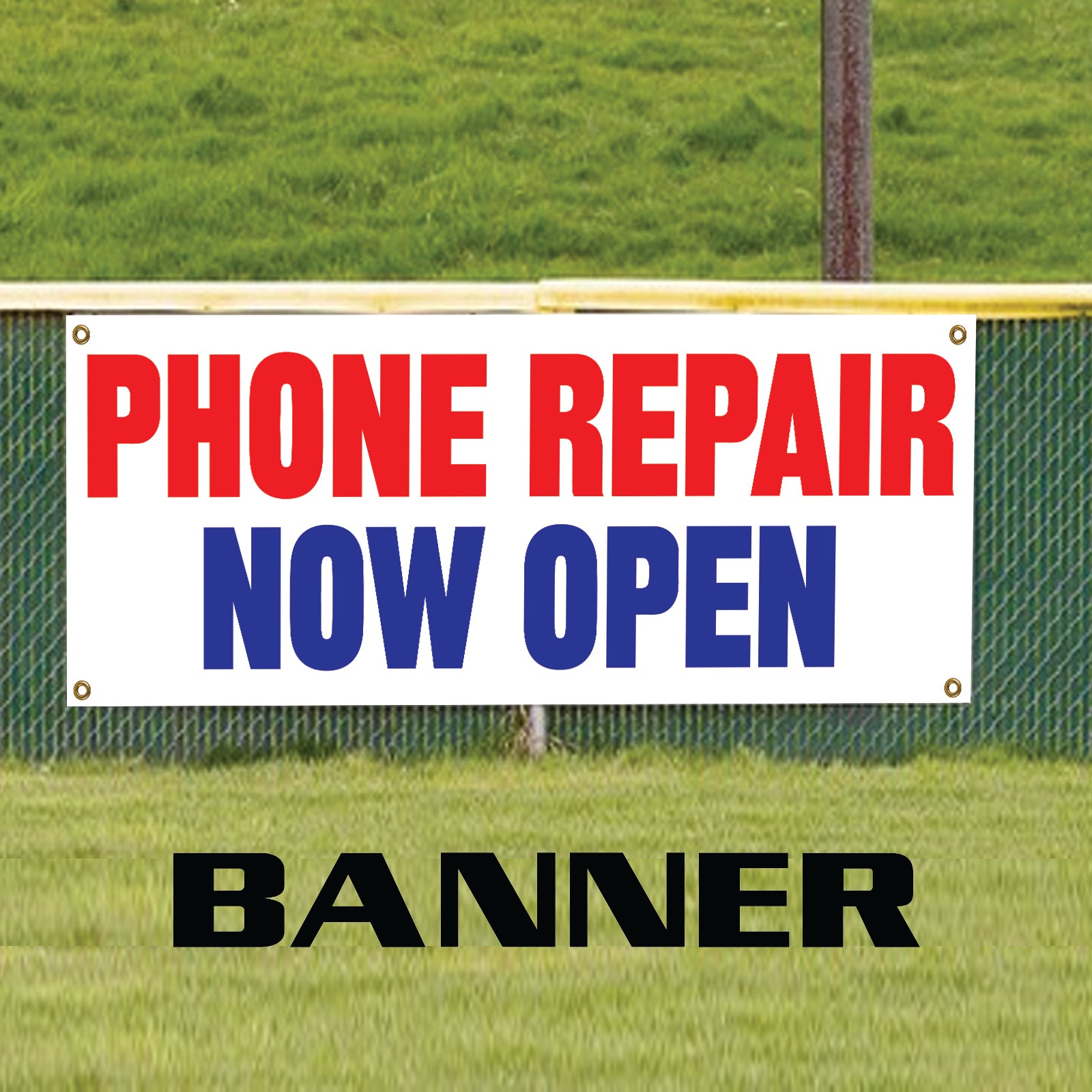 Phone repair now open vinyl printed banner sign