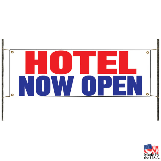 Hotel now open vinyl printed banner sign