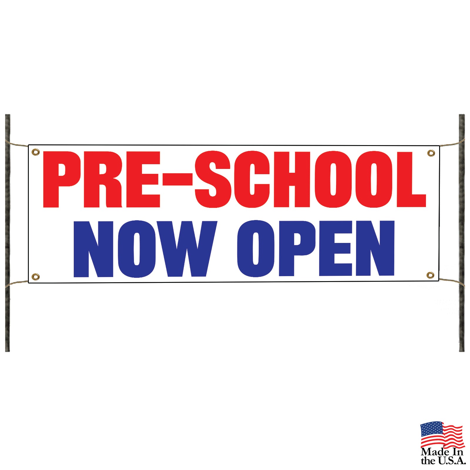 Pre-school now open vinyl printed banner sign