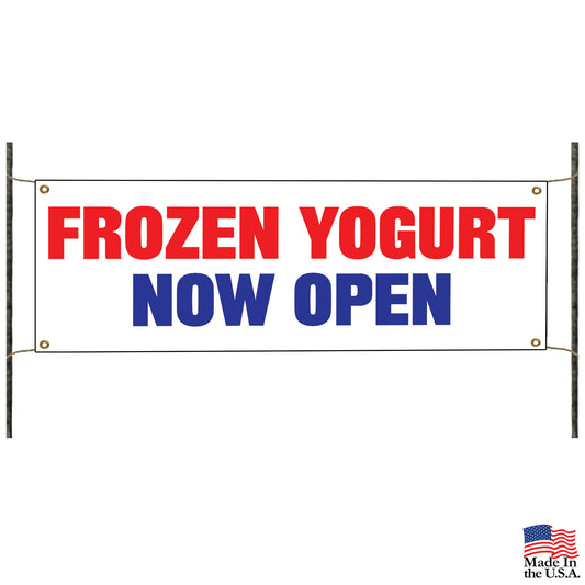 Frozen yogurt now open vinyl printed banner sign