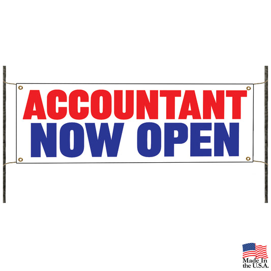 Accountant now open vinyl printed banner sign