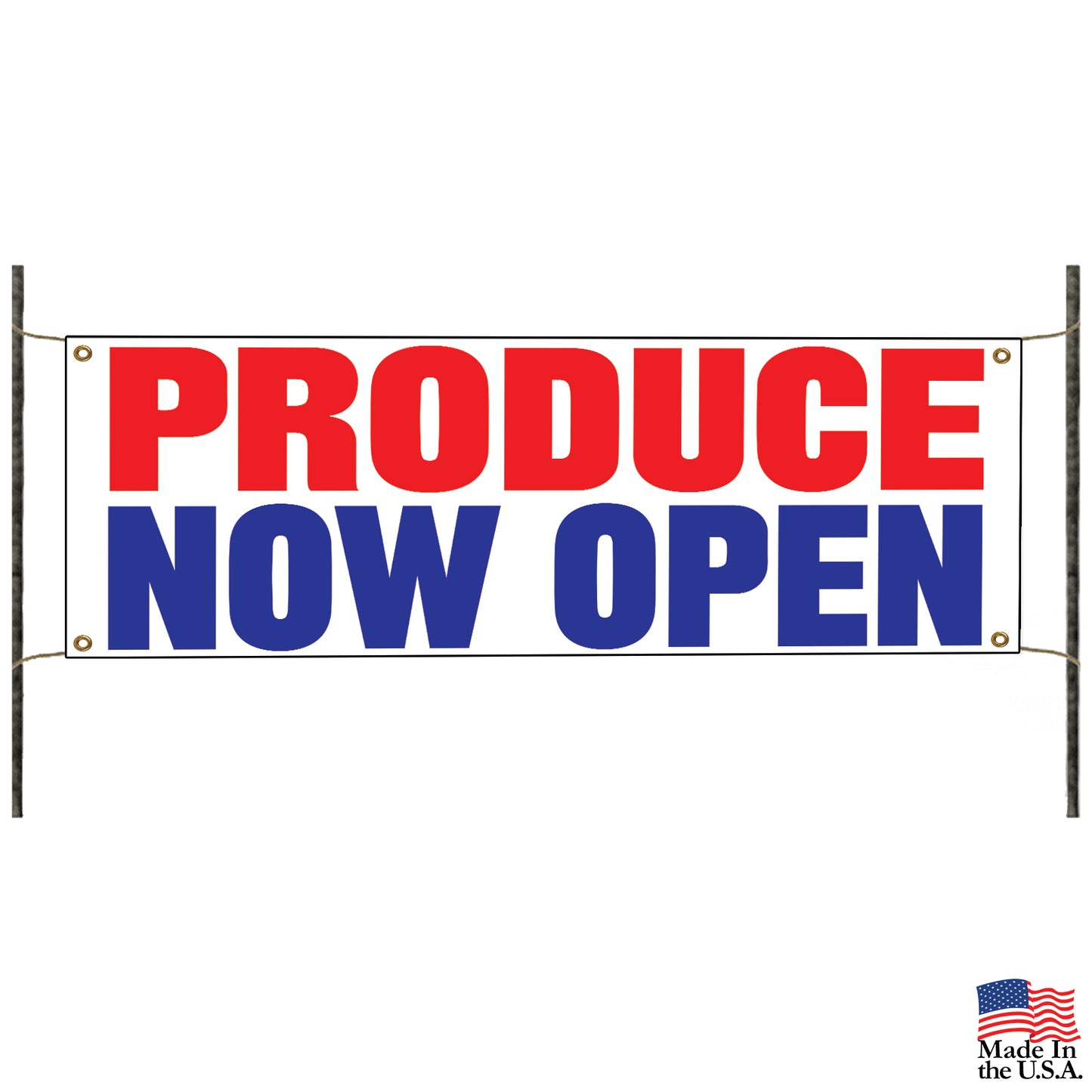 Produce now open vinyl printed banner sign