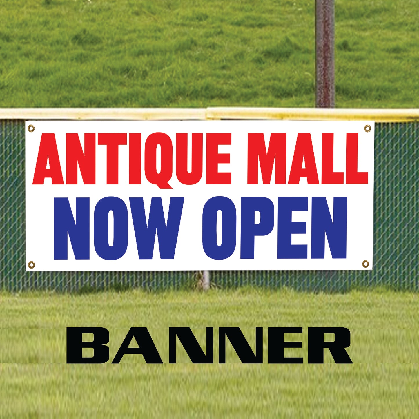 Antique mall now open vinyl printed banner sign