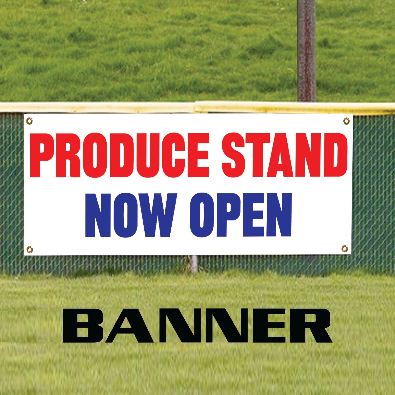 Produce stand now open vinyl printed banner sign
