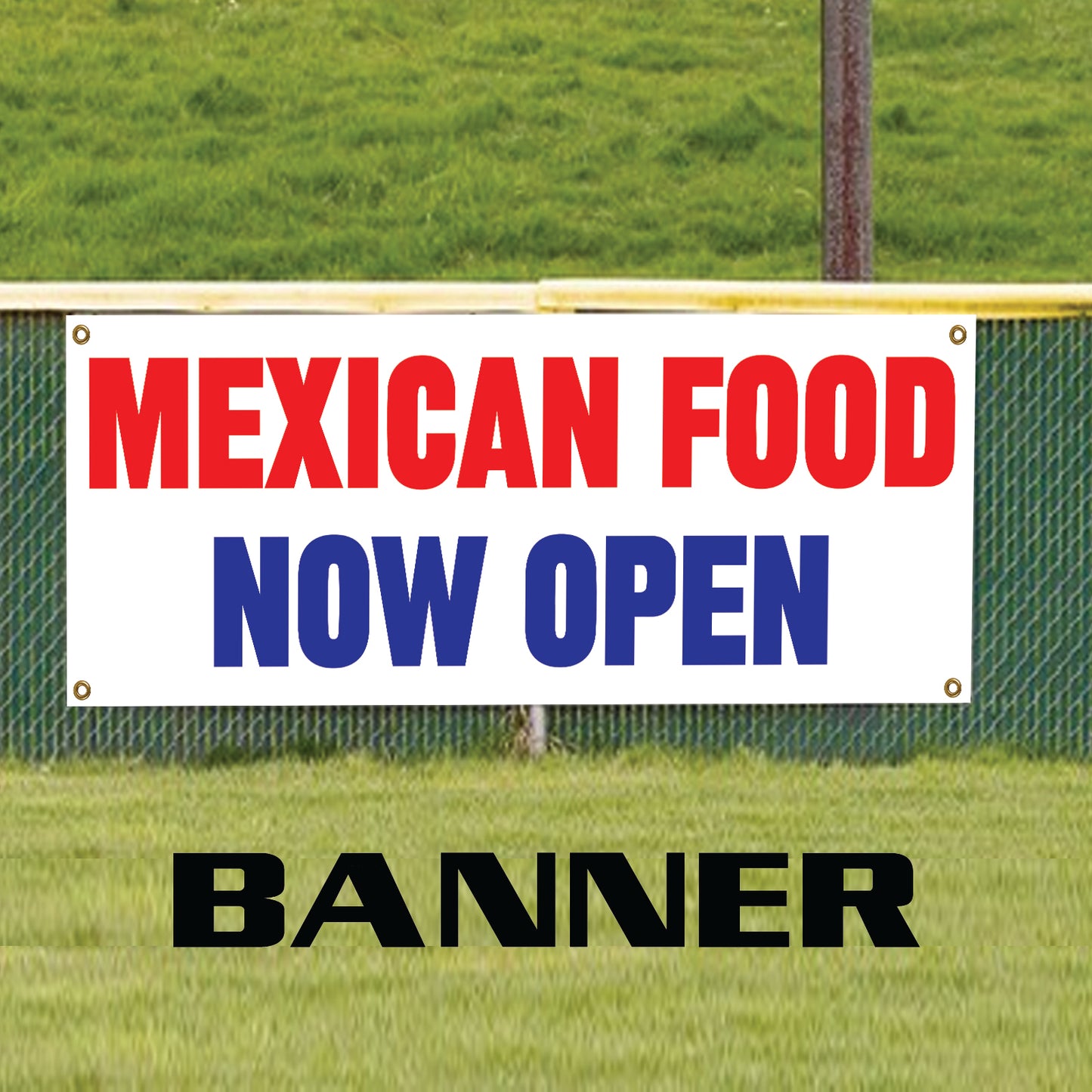 Mexican food now open vinyl printed banner sign