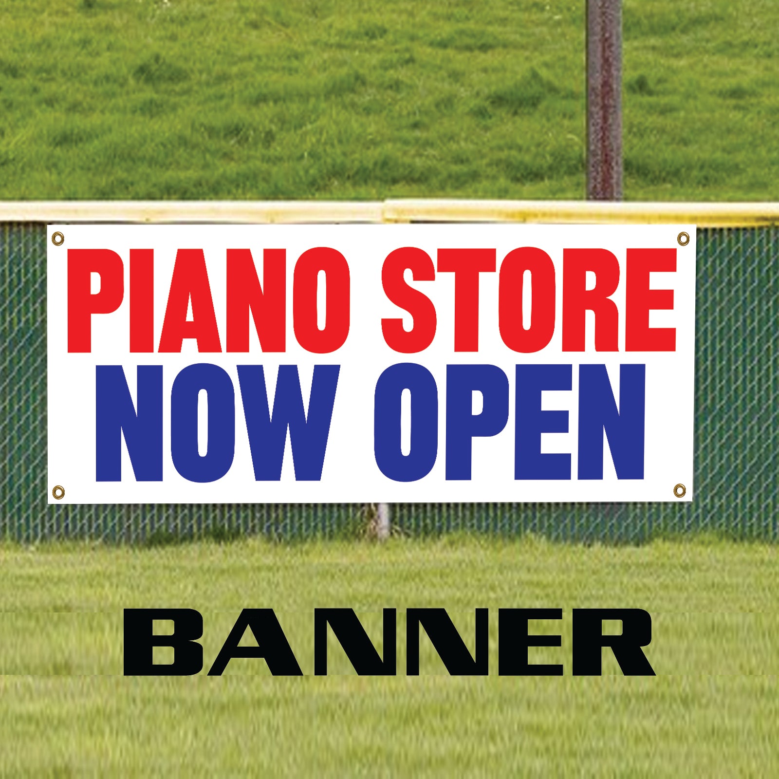 Piano store now open vinyl printed banner sign