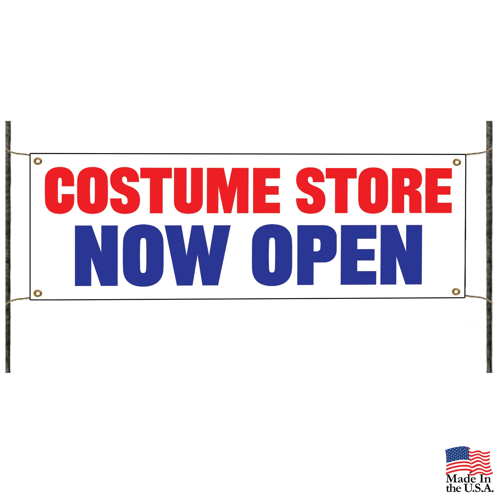 Costume store now open vinyl printed banner sign