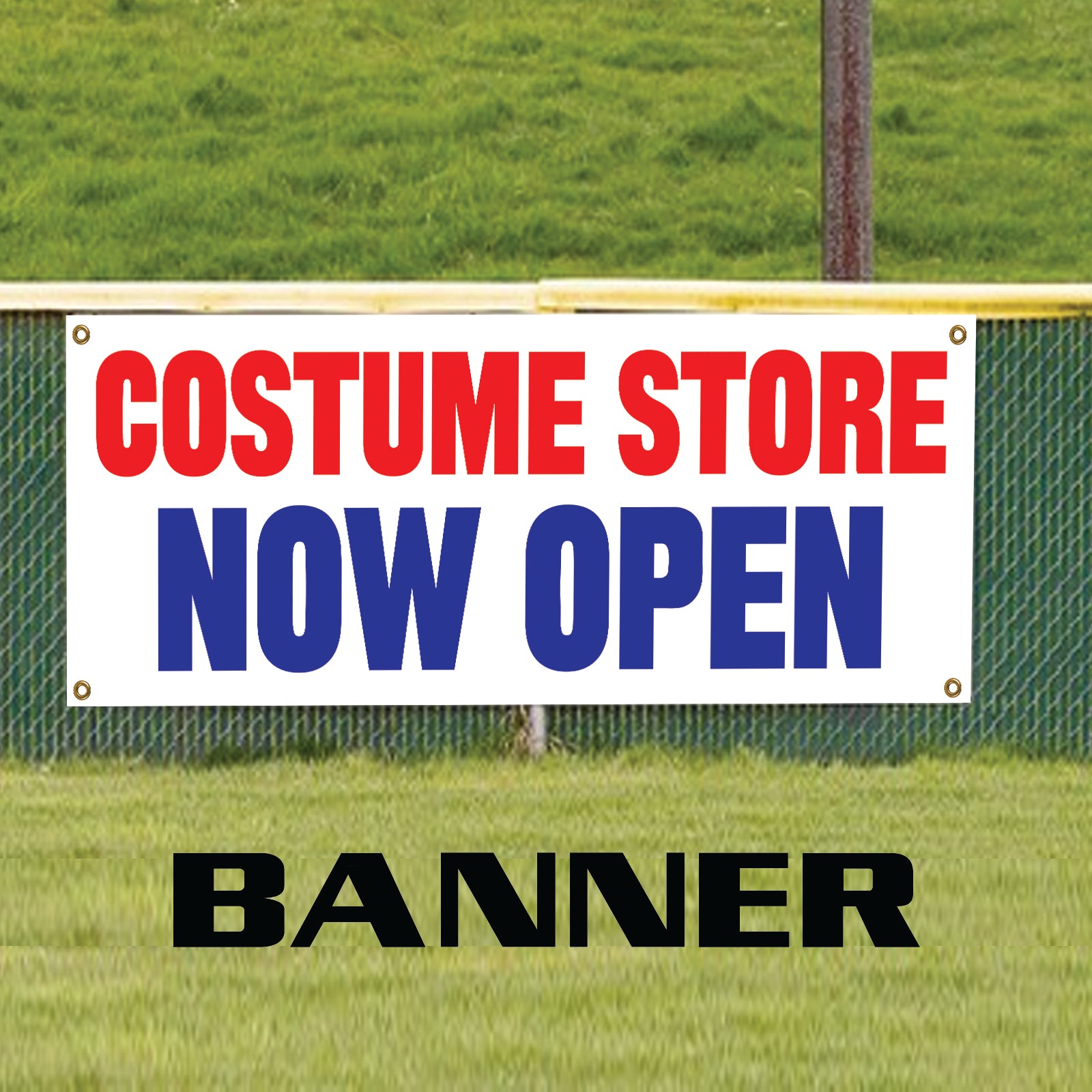 Vinyl Store Signs Costume Store Now Open Vinyl Printed Banner Sign – Sign Fever