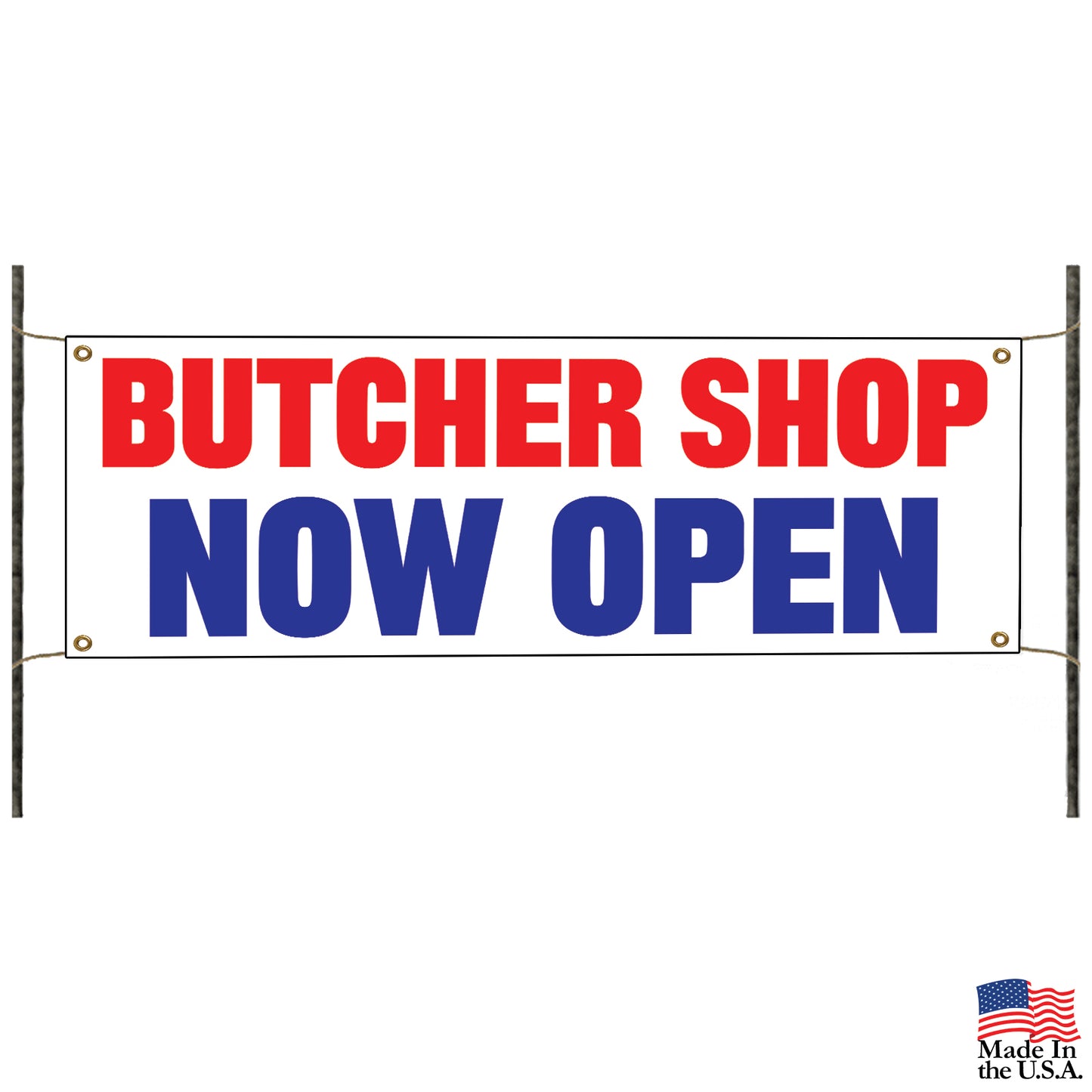 Butcher shop now open vinyl printed banner sign