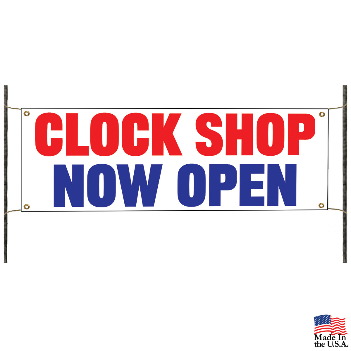 Clock Shop Now Open Vinyl Printed Banner Sign – Sign Fever