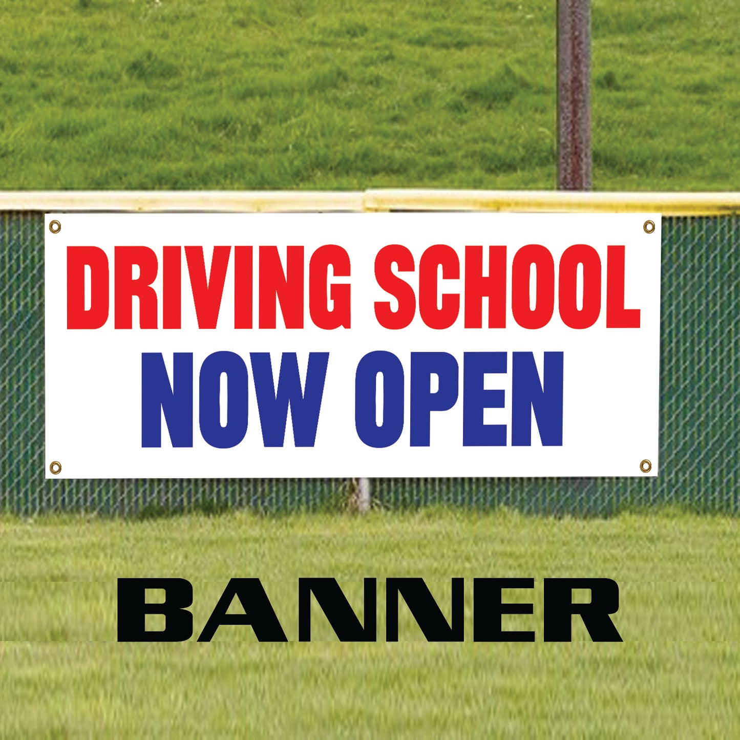 Driving school now open vinyl printed banner sign