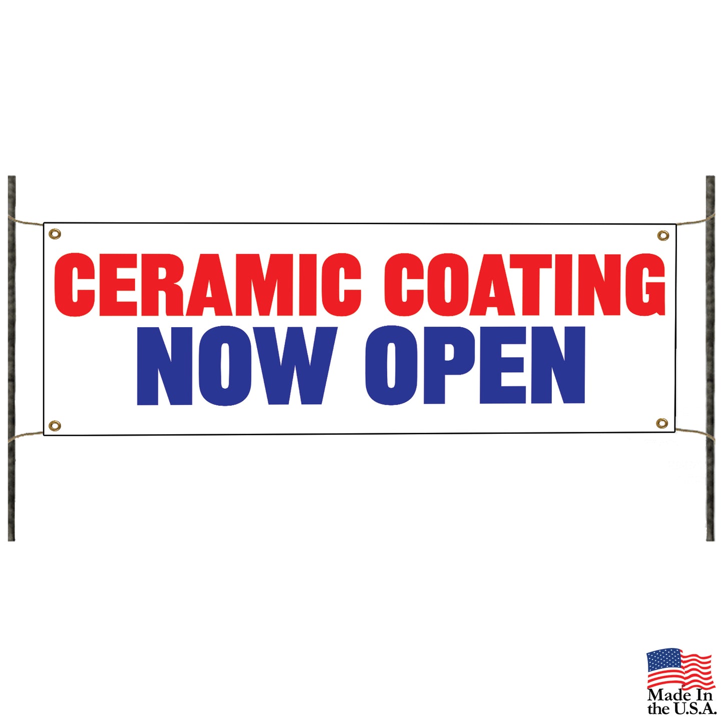 Ceramic coating now open vinyl printed banner sign