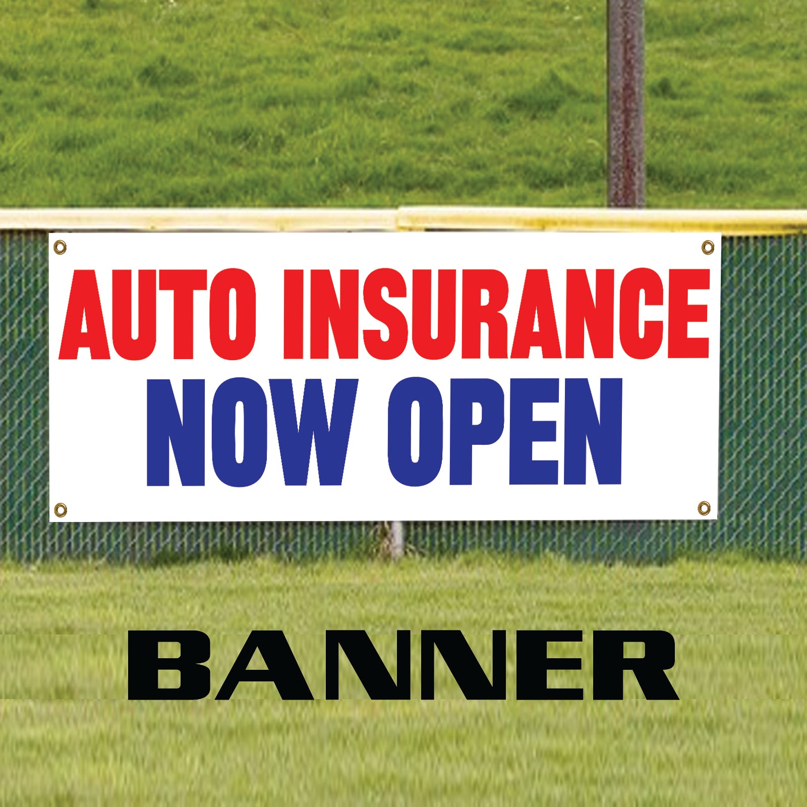 Auto insurance now open vinyl printed banner sign
