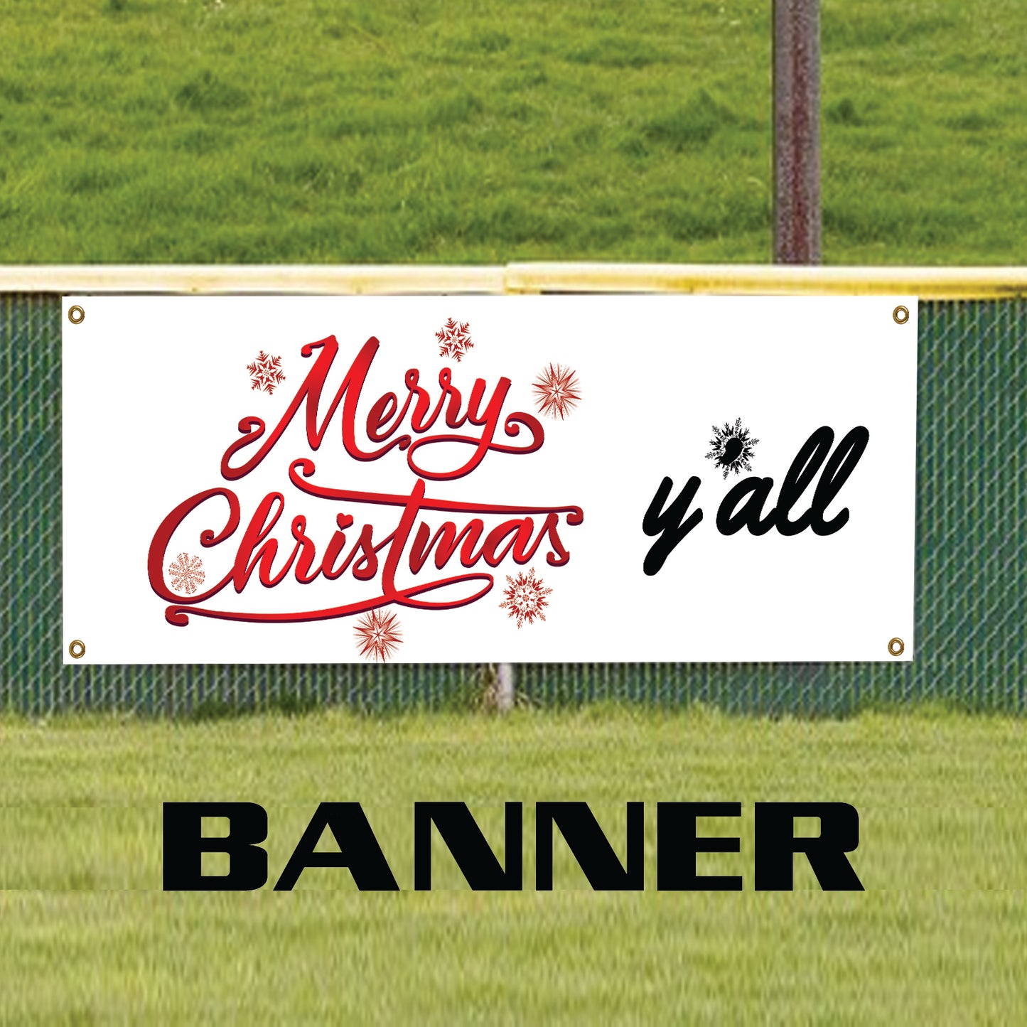 Merry Christmas y'all vinyl printed banner sign