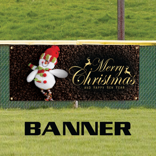 Merry Christmas and Happy new year vinyl printed banner sign