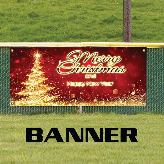Merry Christmas and Happy new year vinyl printed banner sign