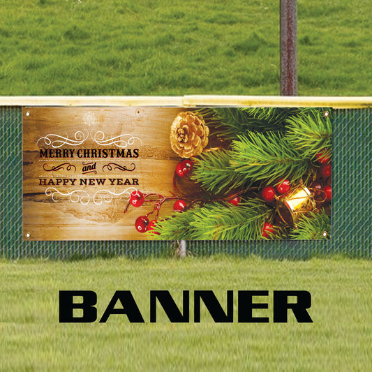Merry Christmas and Happy new year vinyl printed banner sign