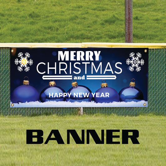 Merry Christmas and Happy new year vinyl printed banner sign