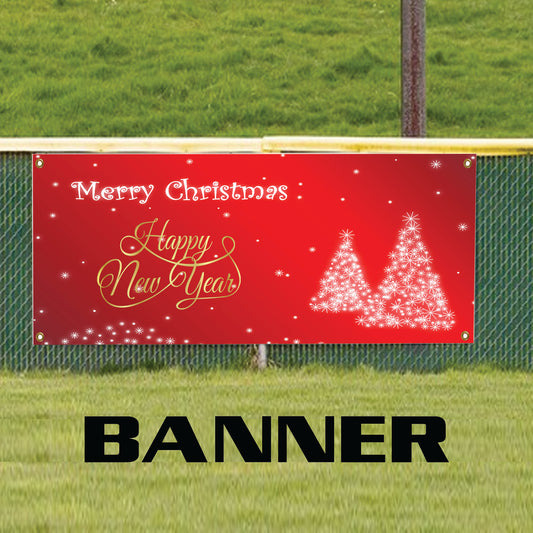 Merry Christmas & Happy new year vinyl printed banner sign