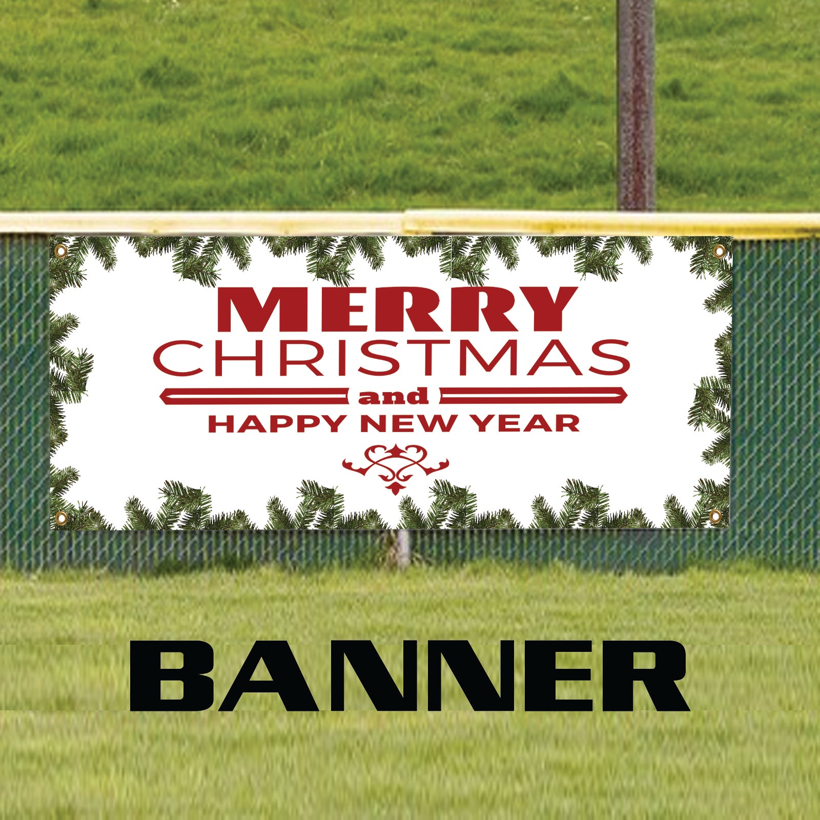 Merry Christmas and Happy new year vinyl printed banner sign