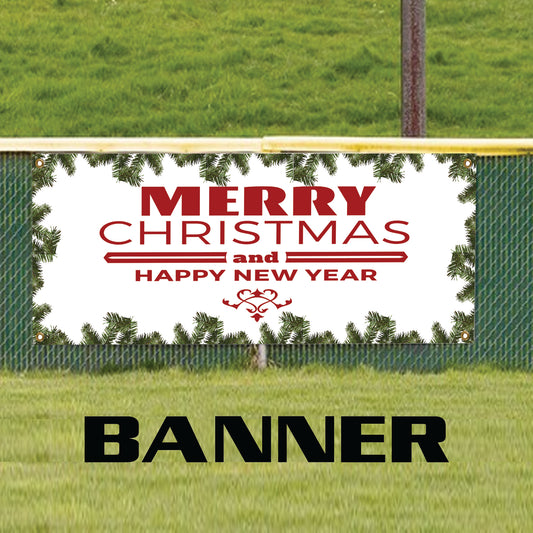 Merry Christmas and Happy new year vinyl printed banner sign