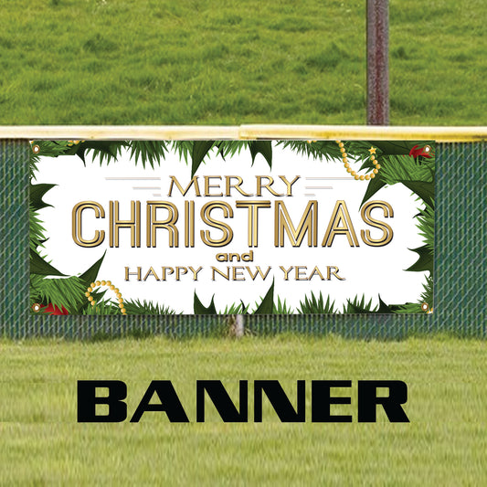 Merry Christmas and Happy new year vinyl printed banner sign