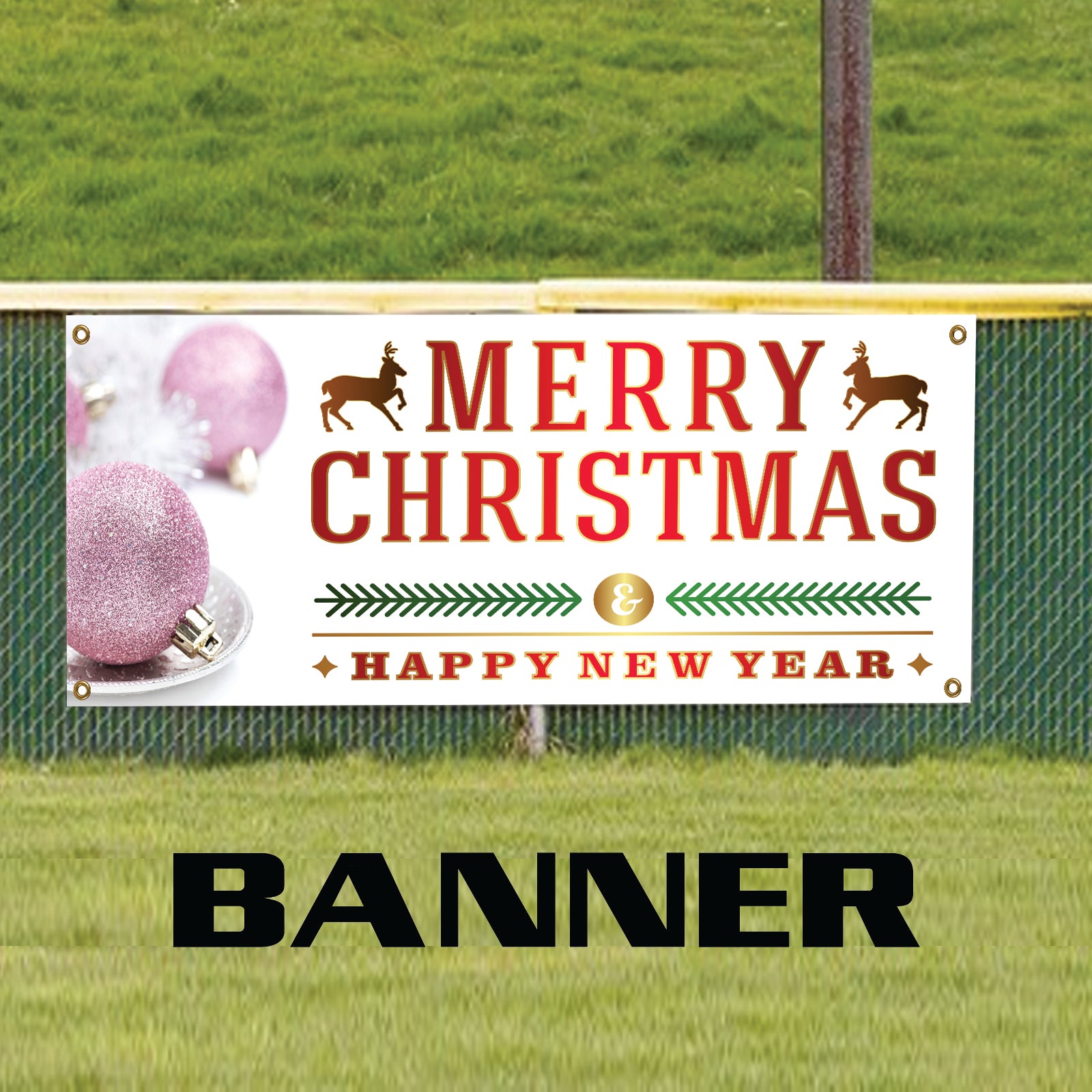 Merry Christmas & Happy new year vinyl printed banner sign