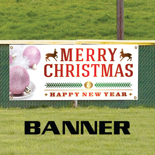 Merry Christmas & Happy new year vinyl printed banner sign