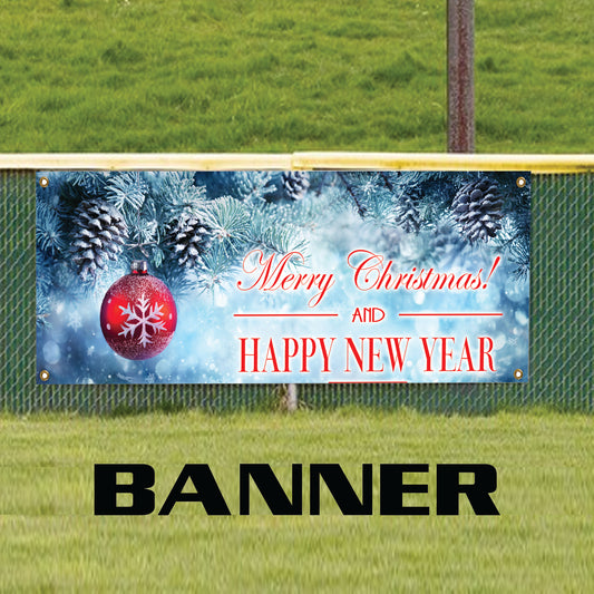 Merry Christmas & Happy new year vinyl printed banner sign