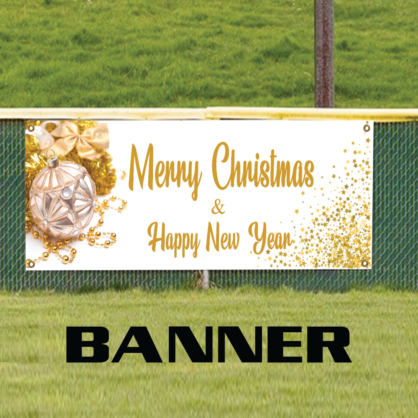 Merry Christmas & Happy new year vinyl printed banner sign