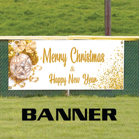 Merry Christmas & Happy new year vinyl printed banner sign