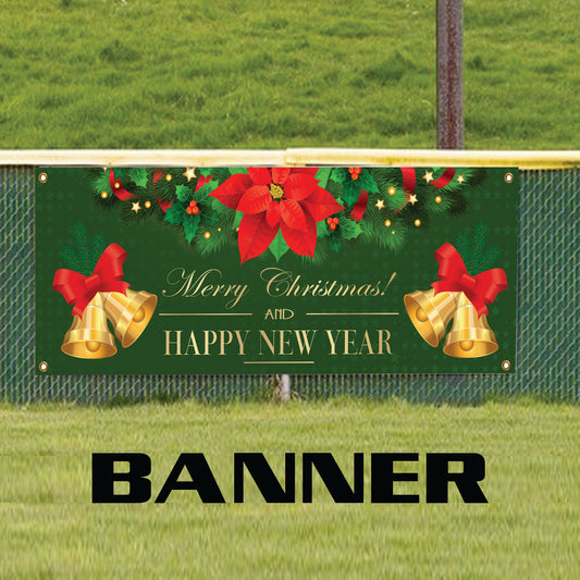 Merry Christmas and Happy new year vinyl printed banner sign