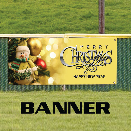 Merry Christmas & Happy new year vinyl printed banner sign