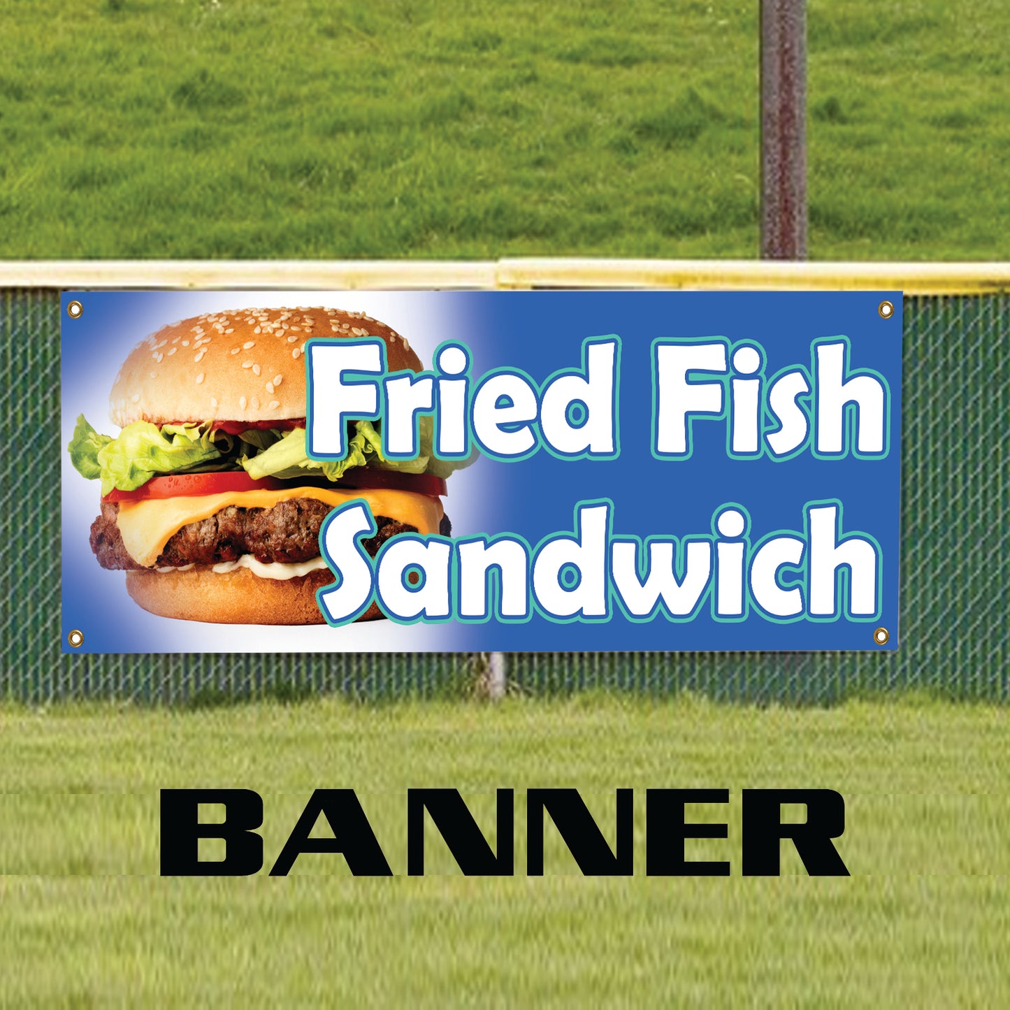 Fried fish sandwich vinyl banner sign