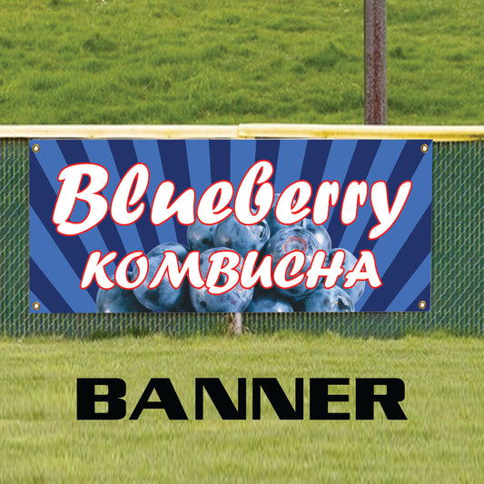 Blueberry kombucha vinyl printed banner sign