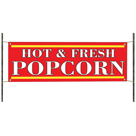 Hot & Fresh popcorn vinyl printed banner sign