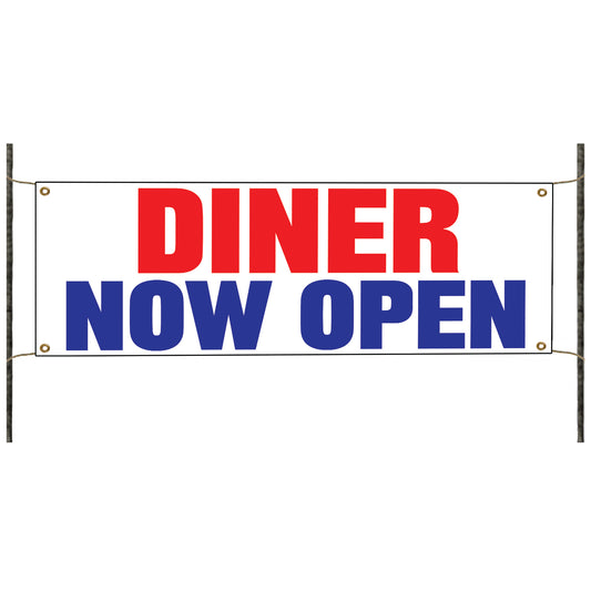 Diner now open vinyl printed banner sign