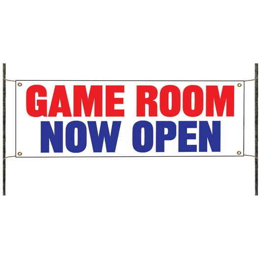 Game room now open vinyl printed banner sign