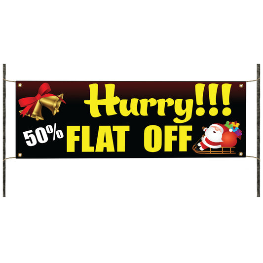 Hurry flat 50% off vinyl printed banner sign