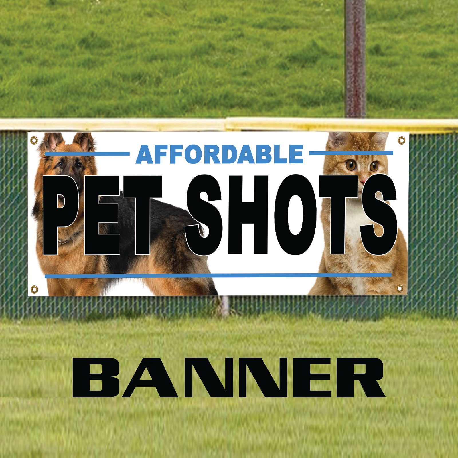 Affordable pet shots vinyl printed banner sign