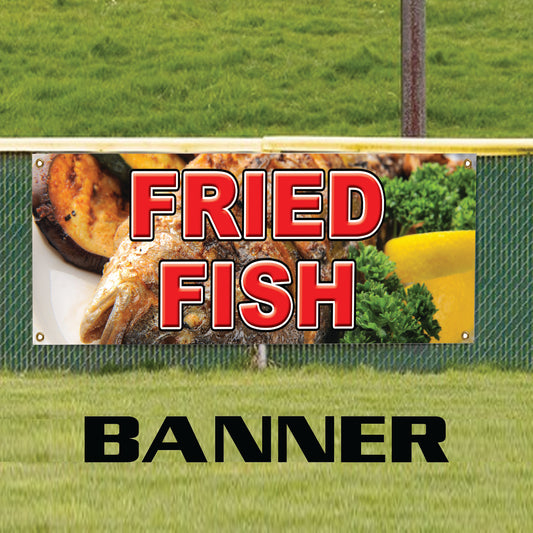 Fried fish vinyl printed banner sign