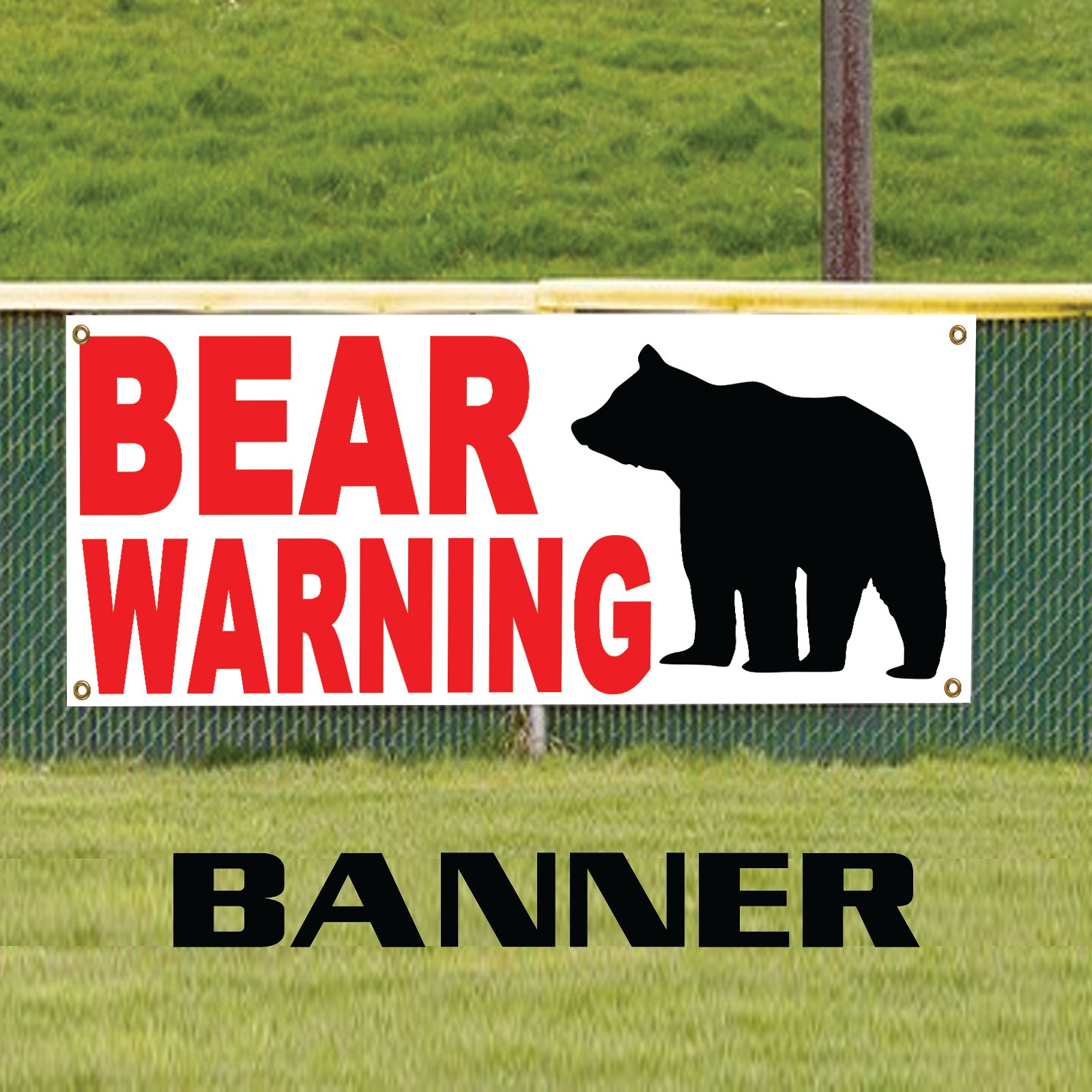 Bear warning vinyl printed banner sign