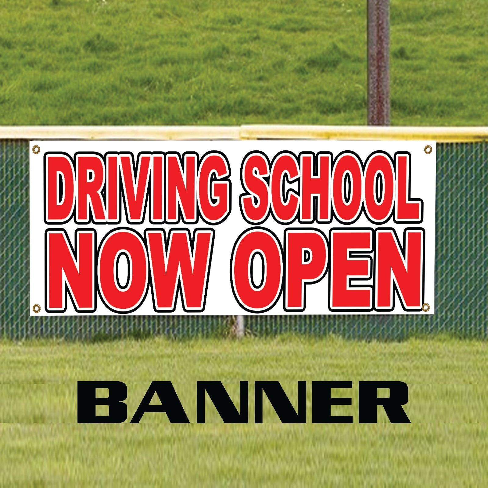 Driving school now open vinyl printed banner sign