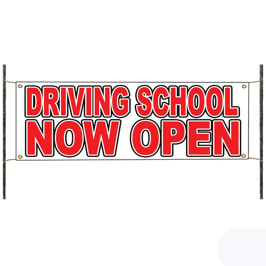 Driving school now open vinyl printed banner sign