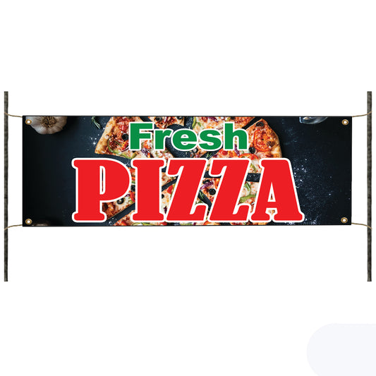 Fresh pizza vinyl printed banner sign