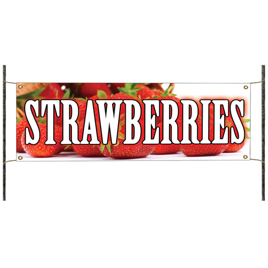 Strawberries vinyl printed banner sign