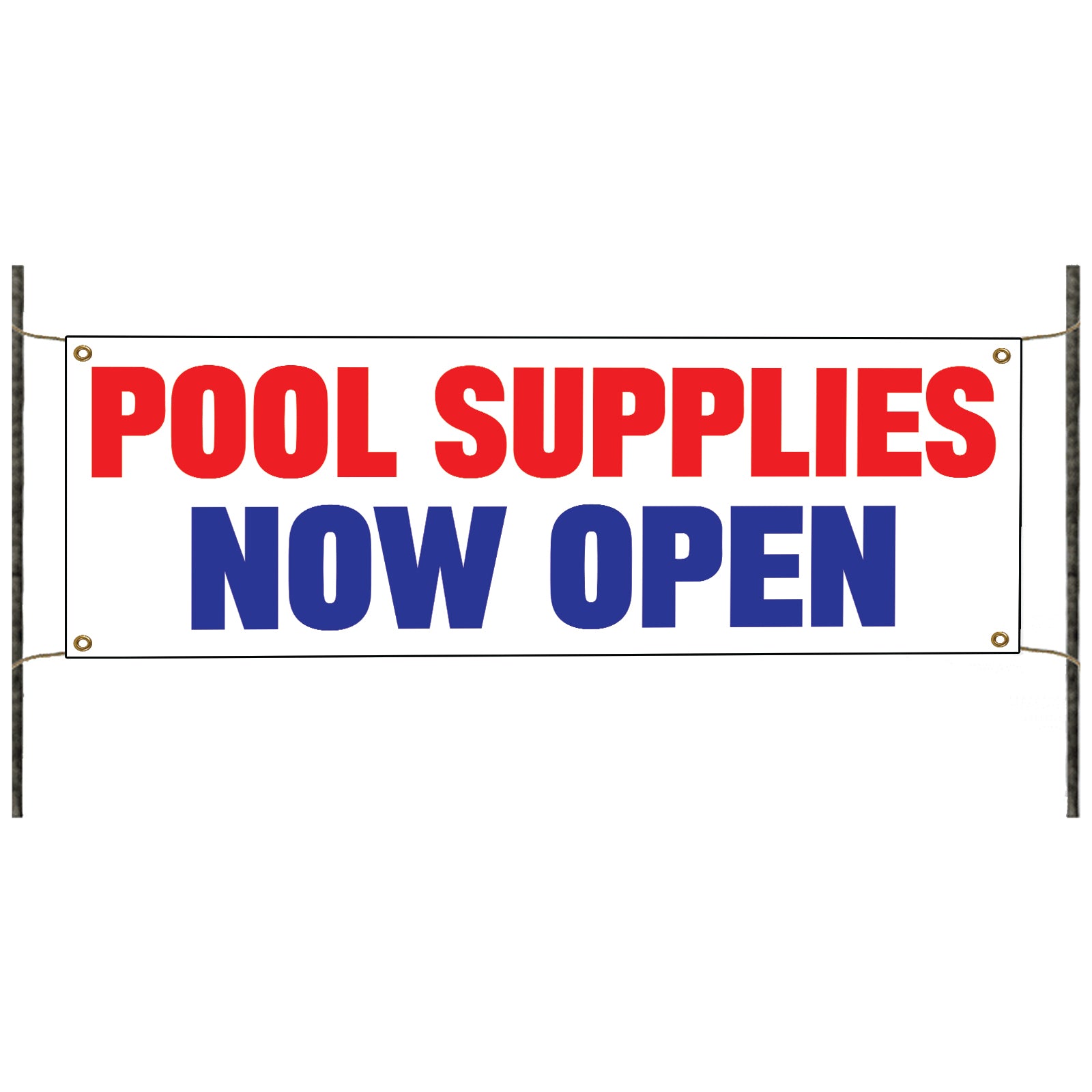 Pool supplies now open vinyl printed banner sign