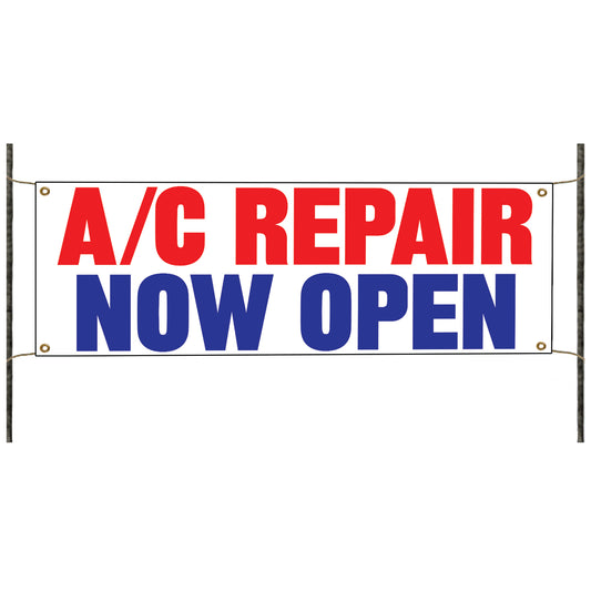 A/C repair now open vinyl printed banner sign